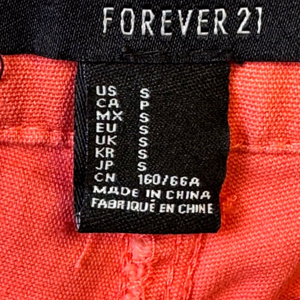 Forever 21 Womens Y2K Stretchy Mini Shorts Coral Sz S Denim Streetwear - Picture 3 of 7